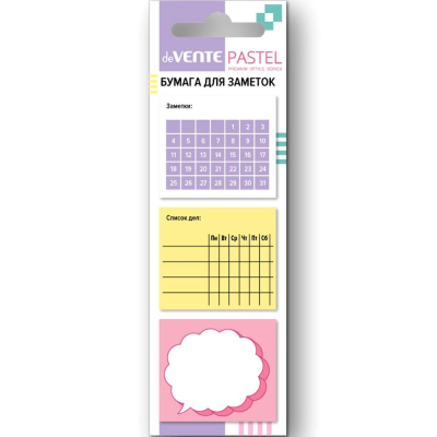 Липкий блок-планер deVENTE №2&nbsp;&nbsp;40х 35мм 3 х20л 'Pastel' в блистере