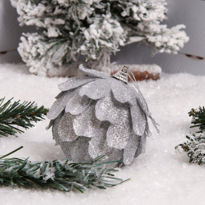 Шишка  7см серебро пенопласт