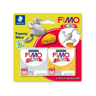 Глина полимерная термоотвердевающая набор Fimo Kids Kit 2цв х42г Веселая мышка