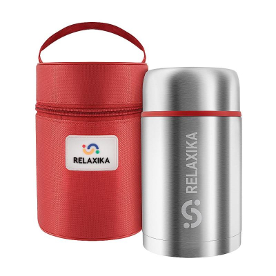 Термос многофункциональный для еды и напитков Relaxika-301  0.70л с термо-чехлом серебристый
