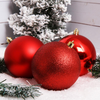 Шар 100мм красный пластик 3шт