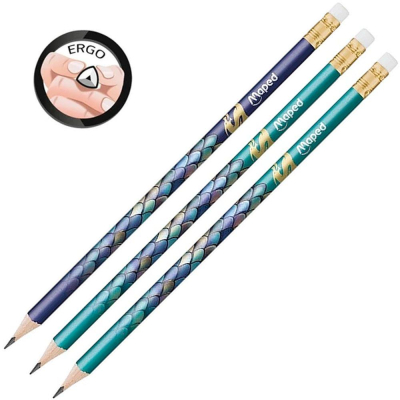 Карандаш Maped 'Dragon' HB трехгранный полимерный корпус с ластиком&nbsp;&nbsp;2 дизайна ассорти