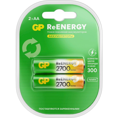 Аккумулятор GP&nbsp;&nbsp;1.2V AA/HR6&nbsp;&nbsp;2700mAh NiMH 2шт предзаряженный в блистере