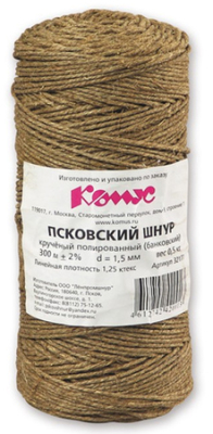 Шпагат льняной натуральный неотбеленный 1.25кТекс П6  300м/0.5кг