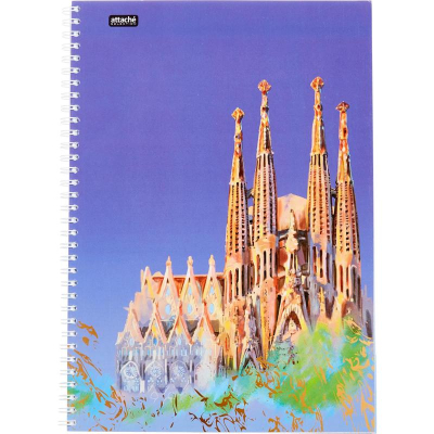 Тетрадь A4  96л клетка на гребне Attache Selection картонная глянцевая обложка Travel 'Spain'