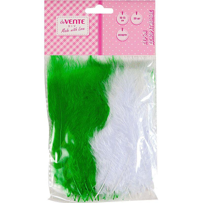 Перья декоративные deVENTE натуральные индюшиные h10-15см  50шт 'Зеленый микс'