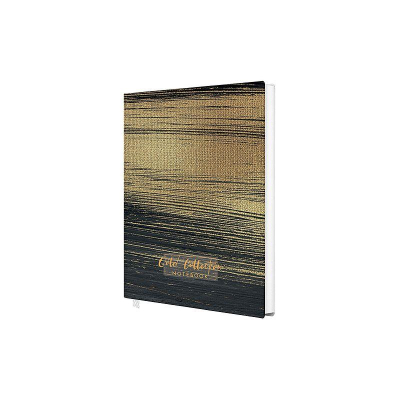 Записная книжка A6  96л клетка Полином твердая матовая обложка Soft Touch 'Gold Collection' черная