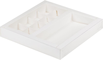 Коробка для конфет на  8шт 20х20х3см и плитки шоколада 16х8см белая с окном