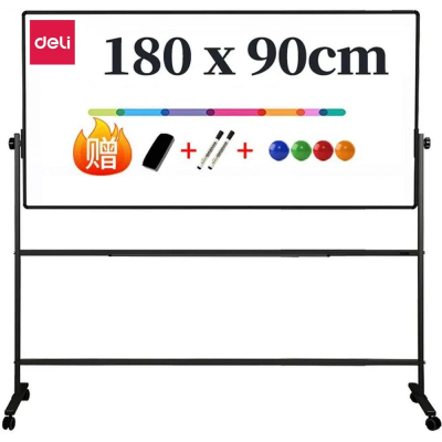 Доска магнитно-маркерная на подставке 180х 90см Deli вращающаяся 2 поверхности лаковое покрытие