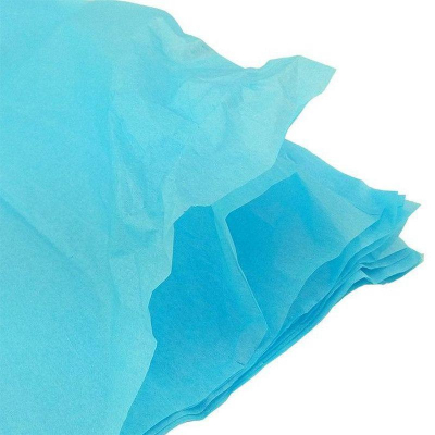 Бумага упаковочная тишью Веселуха 50х50см Однотонная голубая 10шт