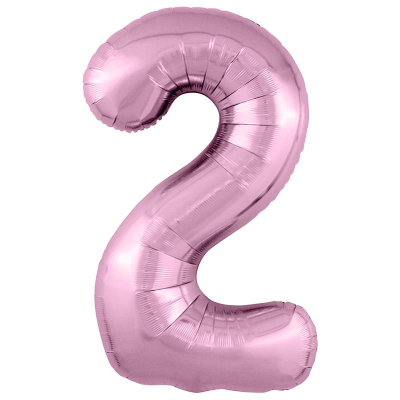 Шар воздушный фольгированный Цифра '2' розовый фламинго Slim Agura 102см