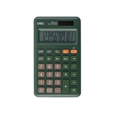 Калькулятор карманный Deli 12 разрядов DP GT 68х115х10мм 70г зеленый корпус