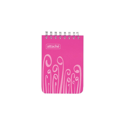 Блокнот A7  80л клетка на гребне Attache пластиковая обложка 'Fantasy' розовый