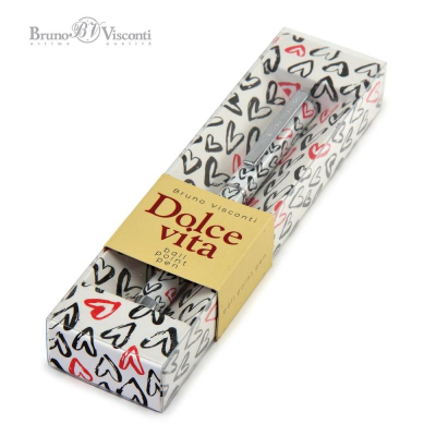 Ручка шариковая BrunoVisconti® 'Dolce Vita' 0.7мм металлический корпус 'Сердечки Красные и черные' синие чернила