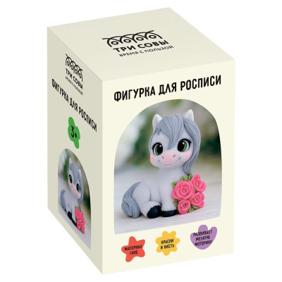 Набор творческий для росписи гипса Три Совы 'Лошадка с цветами'