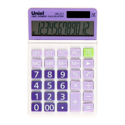 Калькулятор настольный Uniel 12 разрядов DP GT регулируемый дисплей 110х173х16мм лиловый