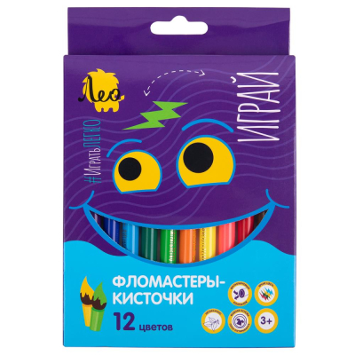 Фломастеры-кисточки&nbsp;&nbsp;12цв Лео 'Играй' в картонной упаковке