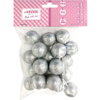 Заготовка для декорирования из пенопласта deVENTE 'Шар' d- 3см  20шт серебро
