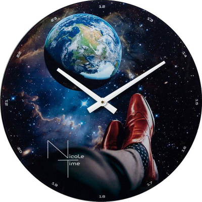 Часы настенные Салют Дизайнерские NicoleTime стекло d-50см 'Земля' белые стрелки