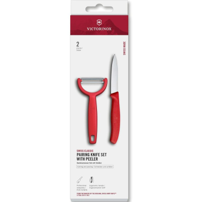 Набор кухонный Victorinox 'Swiss Classic Kitchen' 'Paring knife set with Peeler-Ypso'&nbsp;&nbsp;2пр красный