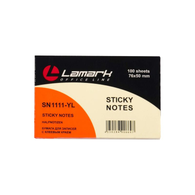 Липкий блок&nbsp;&nbsp;51х 76мм Lamark 100л желтый