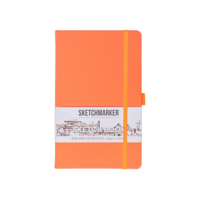 Блокнот для набросков Sketchmarker 13х21см 140г  80л твердая обложка неоновый коралл