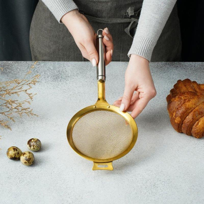 Сито металлическое с ручкой d-14см 'Arti gold' золотое