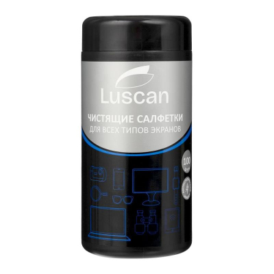 Салфетки для очистки мониторов Luscan повышенной плотности 100шт в тубе