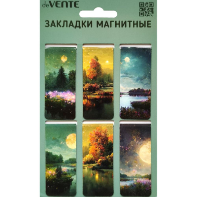 Закладка для книг бумажная магнитная deVENTE 'Nature' 25х56мм 6шт ассорти в блистере