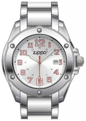 Часы Zippo Dress 30мм кварцевые серебристые белый циферблат