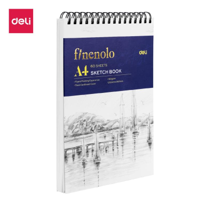 Блокнот для графики Deli 'Finenolo' 21х30см 160г 60л мелкое зерно на спирали твердая обложка