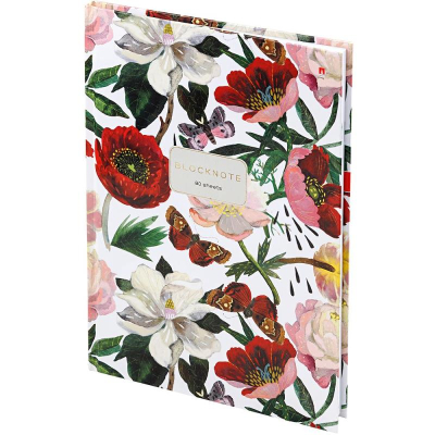 Тетрадь A4  80л клетка на сшивке Альт® твердая глянцевая обложка 'Flora' Пионы