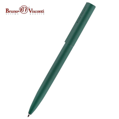 Ручка шариковая BrunoVisconti® 'Torino' 1.0мм металлический Soft touch корпус зеленый в металлическом черном футляре синие чернила