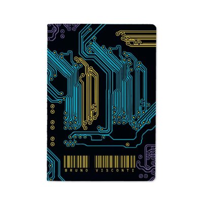 Тетрадь A5  40л клетка на сшивке BrunoVisconti® тонированный блок картонная матовая обложка 'Микросхема'