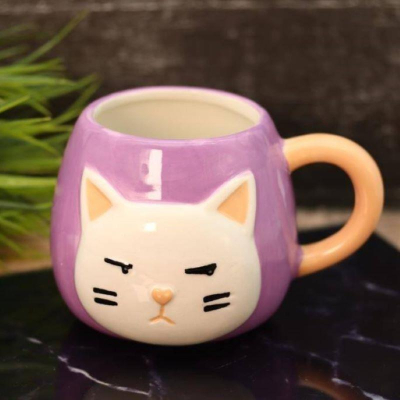 Кружка керамическая 450мл 'Cat' фиолетовая