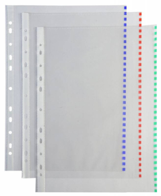 Мультифора с цветным краем&nbsp;&nbsp;30мкм A4+ глянцевая красный край&nbsp;&nbsp;50шт Бюрократ Премиум