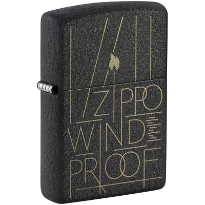 Зажигалка бензиновая Zippo Classic 'Line Art' с покрытием Black Crackle™ матовая черная