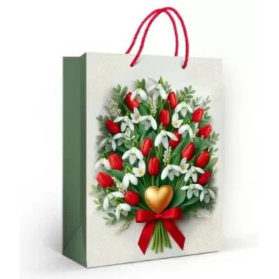 Пакет подарочный 22х31см ламинированный 'Сердечный букет'