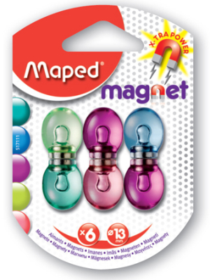 Магнитный держатель сферический ø-13мм Maped  6шт прозрачные ассорти