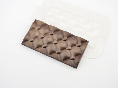 Форма для шоколада пластиковая Мир Форм Плитка Сердечки 155х80х9мм