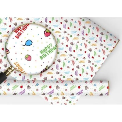 Бумага упаковочная&nbsp;&nbsp;67.4х97.4см 'Паттерн HAPPY BIRTHDAY'