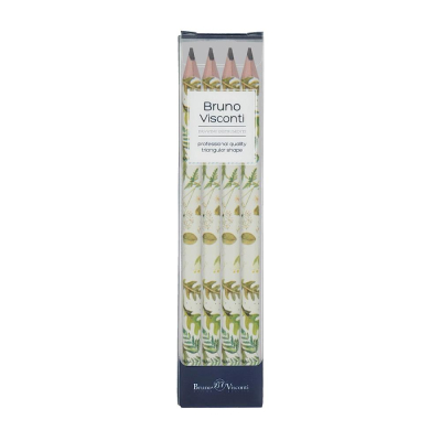 Карандаш BrunoVisconti® 'HappyGraphix' Jumbo 4B трехгранный корпус 'Луговые травы' 4шт в упаковке