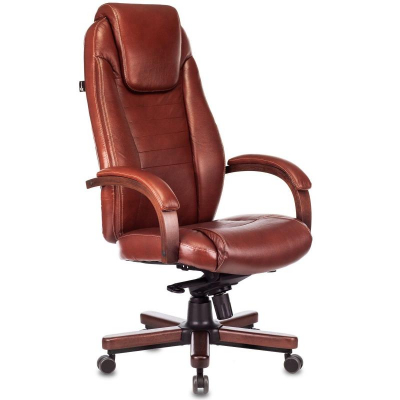 Кресло руководителя Бюрократ 9923WALNUT крестовина металл/дерево искусственная/натуральная кожа Leather Eichel светло-коричневое