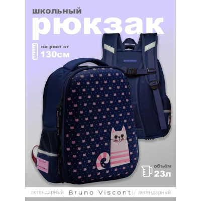 Рюкзак Bruno Visconti 30х38х20см 2 отделения 2 кармана эргономичная спинка полиэстер 'Котомания'