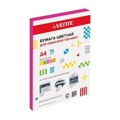 Бумага цветная A4 deVENTE&nbsp;&nbsp;75г неон малиновая&nbsp;&nbsp;50л