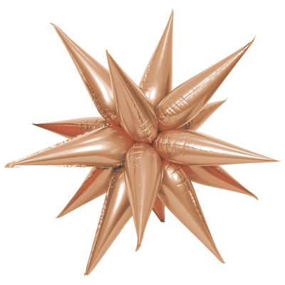 Шар воздушный фольгированный Звезда составная 12 лучей золото розовое в упаковке
