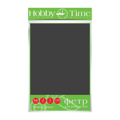 Фетр цветной 20х29см 4мм 2л Hobby Time черный