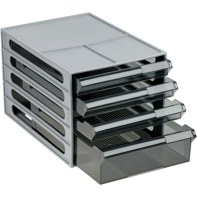 Модуль-накопитель&nbsp;&nbsp;4 отделения СТАММ&nbsp;&nbsp;серый/тонированные дымчатые лотки