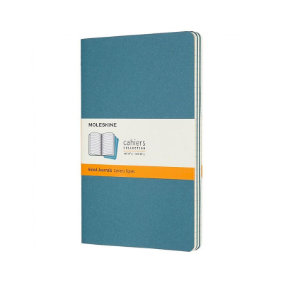 Записная книжка A5&nbsp;&nbsp;40л линейка Moleskine® Cahier Large 3шт картонная обложка голубая