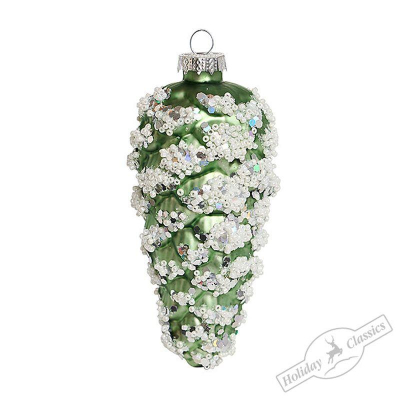 Шишка 125мм 'Белый бисер' стекло